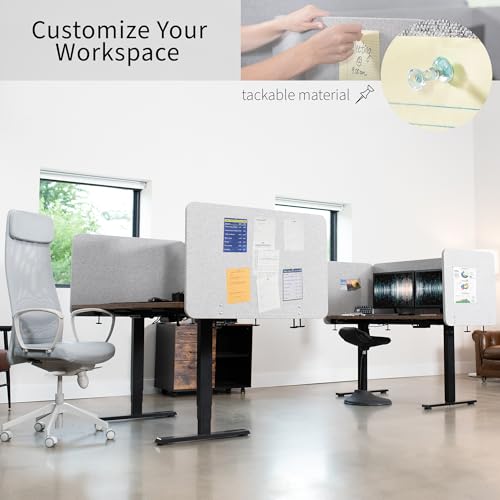 VIVO Gray Clamp-on 60 x 24 inch Privacy Panel, PP-1-V024G | Sound Absorbing Cubicle Desk Divider, Acoustic Partition - color: Light Gray, size: 60"