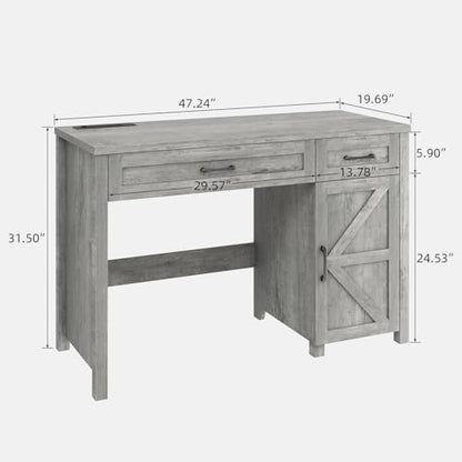 Vabches Farmhouse 47" Executive Desk with Drawers, Grey - color: Grey, size: 47"W