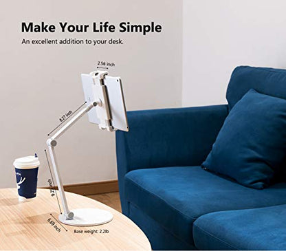 iPad Stand for Desk, Surface Pro Holder, Multi-Angle Adjustable Tablet Stand Holder for 4.7''- 13'' Screen Microsoft Surface Series, iPad Series,Samsung Galaxy Tabs,Amazon Kindle Fire, Etc. (White) - color: White