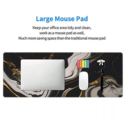 Desk Pad,Office Desk Mat 31.5"×11.8" Large Gaming Mouse Pad,Durable Extended Computer Mouse Pad,Waterproof Thick Big Mouse Pads with Non-Slip Rubber Base Office Home Black Gold Marble - color: Xl01-02 Black Gold Marble, size: 31.5 x 11.8 in