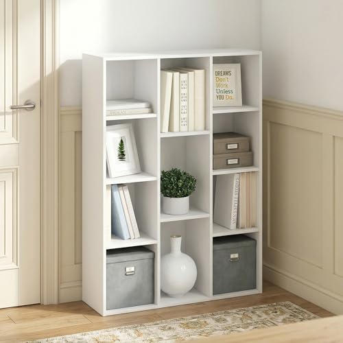 11-Cube Bookshelf, Reversible Bookcase, Book Shelf, Cube Storage Organizer, 9.4 x 29.1 x 41.7, for Home Office, Living Room, Bedroom, White - color: White, size: 11 Cube