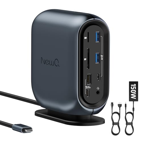 16-in-1 Universal Docking Station for All Laptops with 150W Power Adapter, Triple Monitor for Mac, Windows, ChromeOS, Linux, Dual HDMI, DP, 10Gbps USBC USBA, Gigabit Ethernet, SD/TF, Audio