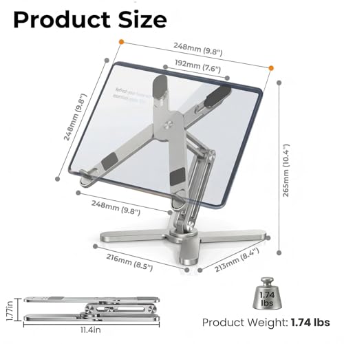 Atizzy 360 Rotating Laptop Stand Riser, Foldable for Desk, Silver - color: Silver