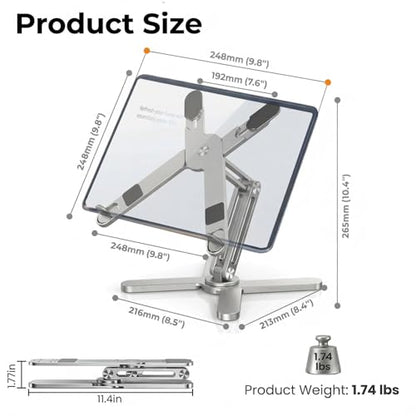 Atizzy 360 Rotating Laptop Stand Riser, Foldable for Desk, Silver - color: Silver