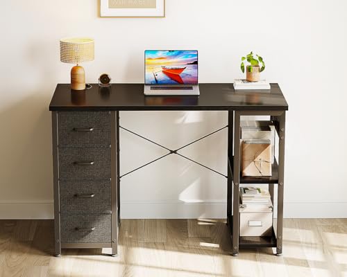ODK 40 Inch Small Computer Desk with 4 Fabric Drawers