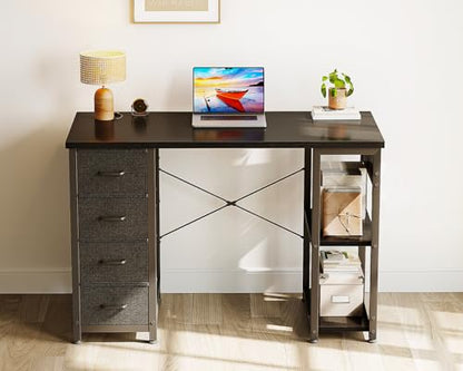 ODK 40 Inch Small Computer Desk with 4 Fabric Drawers