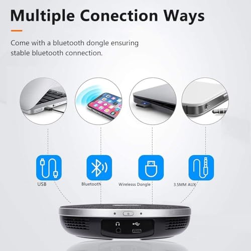 12x Zoom Conference Room Video Camera System, Al Auto-Tracking HD 1080P 60fps 12X Optical Zoom USB3.0 HDMI PTZ Camera 75° FOV and Bluetooth Conference Speaker with Microphones Bundle for Medium Room - color: Jet