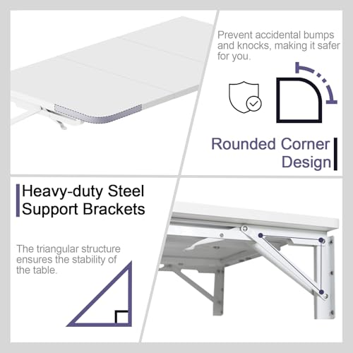 TEAMIX Wall Mounted Folding Desk for Small Spaces - White, 29.9 x 15.7inch - color: White, size: 29.9"W x 15.7"D