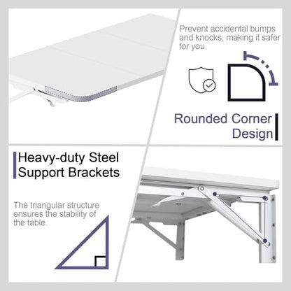 TEAMIX Wall Mounted Folding Desk for Small Spaces - White, 29.9 x 15.7inch - color: White, size: 29.9"W x 15.7"D
