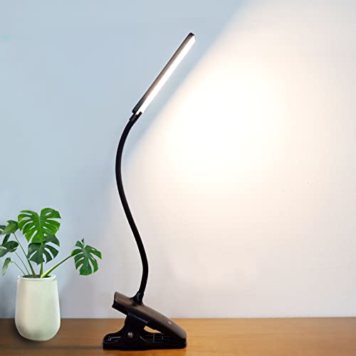 LED Reading Light with Clip USB Rechargeable Book Lights, 24 LEDs Flexible Neck Night Bed Lamp, Touch Control Portable Clamp Desk Lamps for Bed Headboard, Computers -Black - color: Black