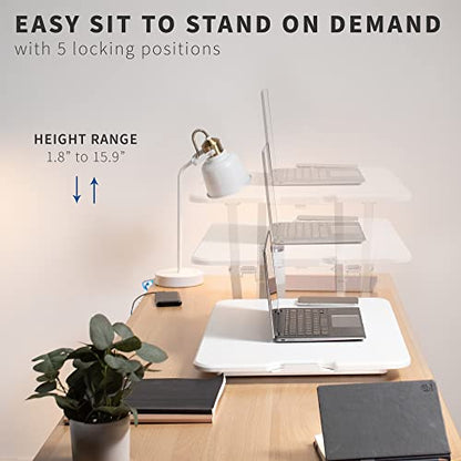 VIVO White 26 in Single Top Standing Desk Converter, DESK-V001JW - color: White, size: 26"