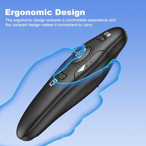 DinoFire Rechargeable Presentation Clicker, RF 2.4GZ USB Slide Remote Clicker for Powerpoint Presentation Presenter for Laptop/Computer/MAC - style: USB+Red