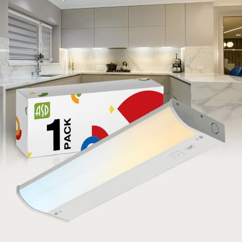 ASD LED Under Cabinet Lighting, 12 inch 5W 325 LM, Dimmable Hardwired Under Cabinet Lights for Kitchen, 3000K Soft/4000K Cool/5000K Daylight, Under Counter Light Fixtures, ETL, White, Bullnose Design - color: 12 Inch White, size: 1 Pack