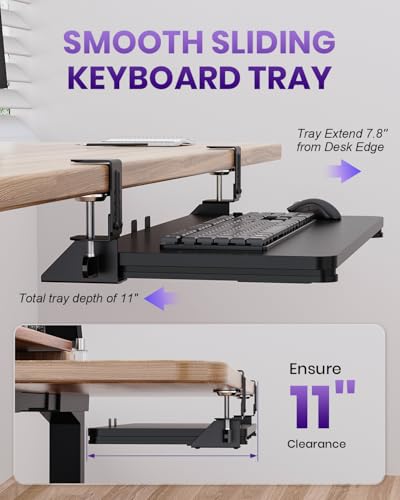 Ergonomic Keyboard Tray Under Desk, 25.6x11.8 Inch Board, Black - color: Black, size: Large