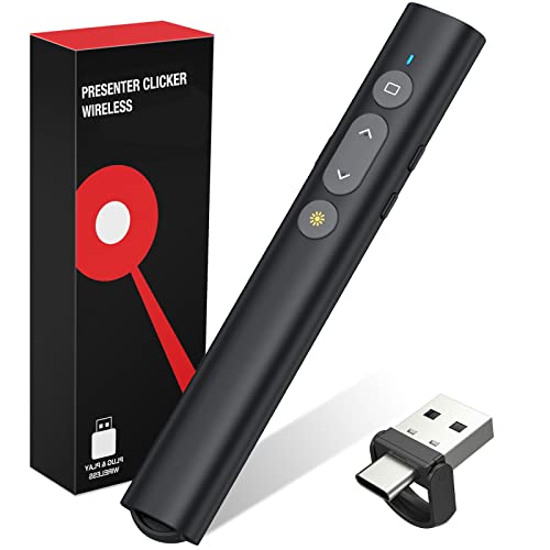 USB C Presentation Clicker with Red Laser, 2-in-1 USB-A/Type-C Receiver - size: Red+AAA
