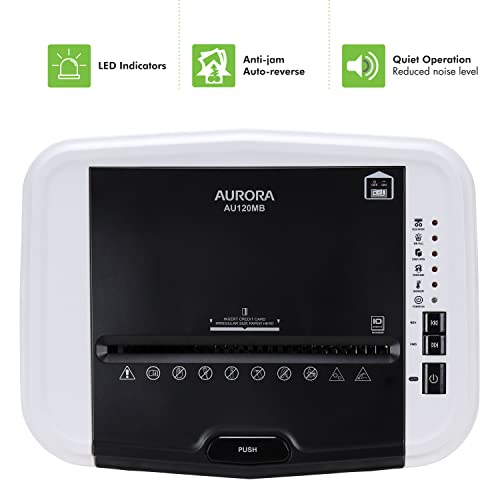 Aurora AU120MB 120-Sheet Auto Feed High Security Micro-Cut Paper Shredder / 30 Minutes (White/Black) - style: 120-Sheet AutoFeed MicroCut (White)