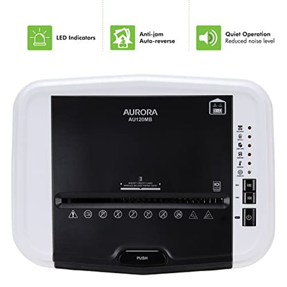 Aurora AU120MB 120-Sheet Auto Feed High Security Micro-Cut Paper Shredder / 30 Minutes (White/Black) - style: 120-Sheet AutoFeed MicroCut (White)