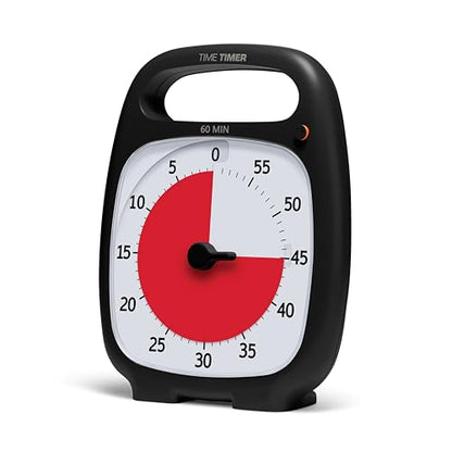 TIME TIMER Plus 60 Minute Desk Visual Timer - Countdown Timer with Portable Handle for Classroom, Office, Homeschooling, Study Tool with Silent Operation (Charcoal) - style: 60 Minute (Gray)