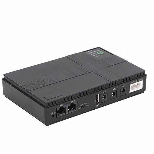 UPS Battery Backup 10400mAh, DC USB Input Uninterruptible Power Supply, Output DC 5V 9V 12V at 2A & POE 15V 24V at 1A, Backup Battery for Router, Modem, Camera, Phone (US