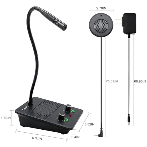 CallToU Window Speaker Intercom System,Dual Way Anti-Interference Intercommunication Microphone Talk Through Glass Window,for Business,Bank,Office,Hospital,Counter,Store,Station,School and More - color: Black 4