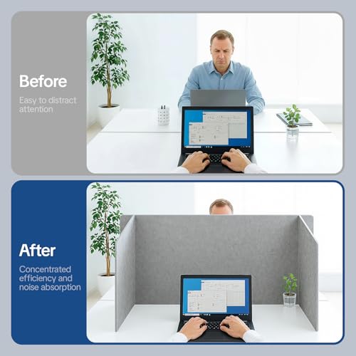 Desk Divider Privacy Screen 3 Panel Sound Absorbing - 47.2”x 23.6”x 19.7” Freestanding Acoustic Partitions for Office, Noise Reducing Panels for School, Home, Library,Sliver Grey - color: Sliver Grey