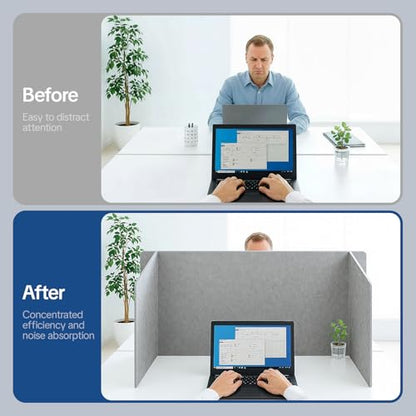 Desk Divider Privacy Screen 3 Panel Sound Absorbing - 47.2”x 23.6”x 19.7” Freestanding Acoustic Partitions for Office, Noise Reducing Panels for School, Home, Library,Sliver Grey - color: Sliver Grey