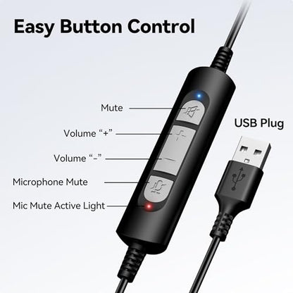 Voistek USB Headset with Noise Canceling Mic,Single-Ear Headset for PC - color: ink black
