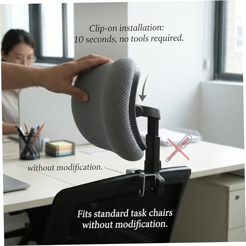 Office Chair Headrest Attachment, Ergonomic Mesh Office Chair Headrest No-Drill Easy Install Adjustable Height & Angle, M with - color: M