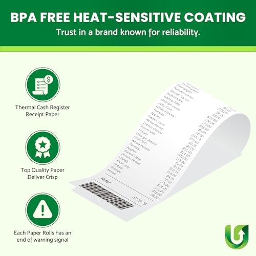 (50 Rolls) 2 1/4 x 50 Thermal Paper Receipt Rolls 55 GSM Premium Quality German Paper fits all Credit Card Terminals Verifone VX520 Ingenico ICT220 ICT250 FD400 BPA Free