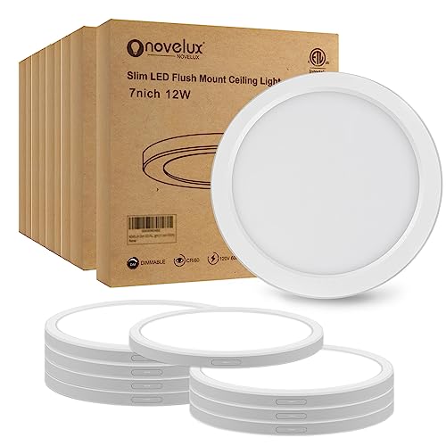 7 inch LED Ceiling Light Flush Mount, Ultra Slim 0.63" Thick Round Flat Panel Ceiling Lamps 8 Pack Dimmable 5000K Daylight Ceiling Light for Bedroom, Bathroom, Closet, ETL Listed (White) - size: 7 inch-8 Pack