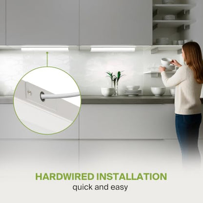 ASD LED Under Cabinet Lighting, 32 inch 16W 1057 LM Dimmable Hardwired Under Cabinet Lights for Kitchen, 3000K Soft/4000K Cool/5000K Daylight, Under Counter Light Fixtures, ETL, White, Bullnose Design - color: 32 Inch White, size: 1 Pack
