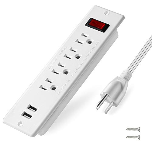 USB Power Strip Recessed Power Socket Mountable Outlet Extender Multiple Protection 4 Outlet 2 USB Built in Conference Desk Workbench - color: White, size: USB-A