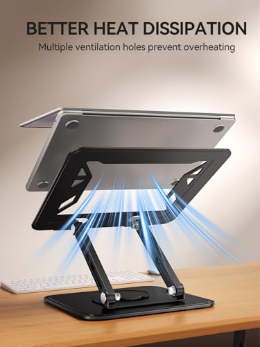 tounee Laptop Stand for Desk, Adjustable Computer Stand Holder with 360° Rotating Base, Ergonomic Laptop Riser Compatible with MacBook Pro Air, All Laptops 10-15.6"-Black - color: Black