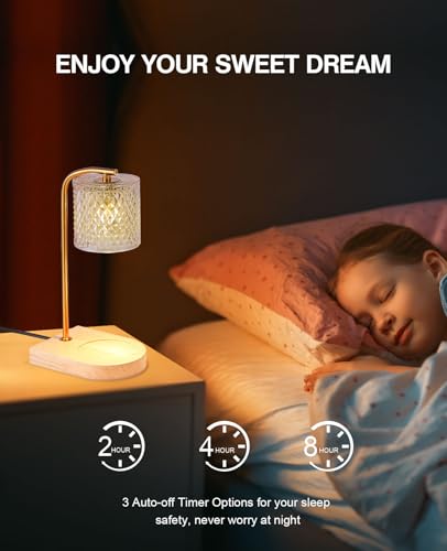 Small Bedside Table Lamp for Bedroom: Glass Shade Bedside Lamps for Nightstand, Dimmable Night Stand Light Lamp with Timer for Living Room, Dorm, Home Office Decor (1*LED Bulb Included)