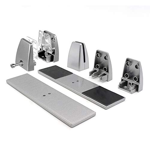 2 Pcs Sneeze Guard Clamp, Bracket Sneeze Guard Shield Base for Countertops, Stick On Heavy Duty Auminum Partition Guard Clamp, Panel Support Clamp Stand for Clear Desktop Counter Reception - color: Argentée