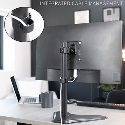 VIVO Single Monitor Desk Stand, Holds Screens up to 32 inch Regular and 38 inch Ultrawide, Freestanding VESA Steel Mount Base, Adjustable Height, Tilt, Swivel, Rotation, Black, STAND-V001H - color: Black, size: 18" Tall