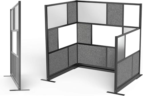 Workflow Modular Wall | Room Divider with Whiteboard, Sound-Dampening, & Frosted Acrylic Panels | Expandable Office Partition for Privacy & Productivity (70" x 70") - size: 70'' x 70''