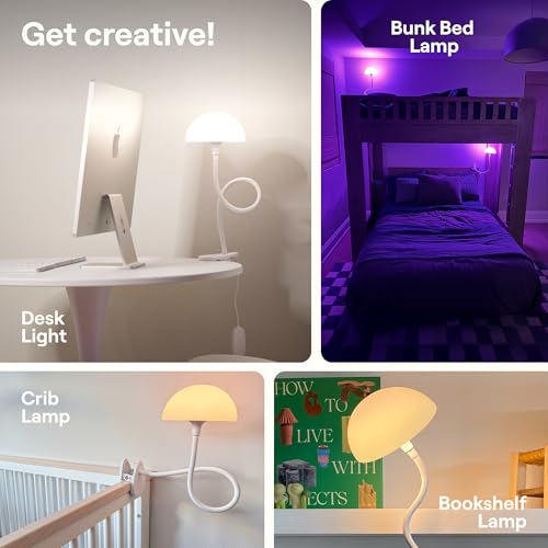 Shroommate Dorm Room Essential Clip On Bed Light for Dorm Room - White - color: White