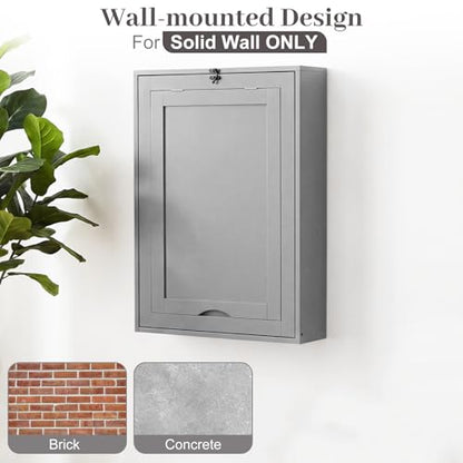 Tangkula Folding Wall Mounted Desk, Convertible Fold Out Floating Table with Storage Shelves, Space-Saving Drop Leaf Table, Murphy Desk for Craft, Study, Small Spaces, Home Office, Dorm, Grey - color: Grey