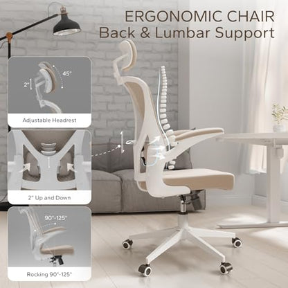 Ergonomic Office Desk Chair High Back Mesh Computer Chair (03Khaki, Chair) - color: 03khaki