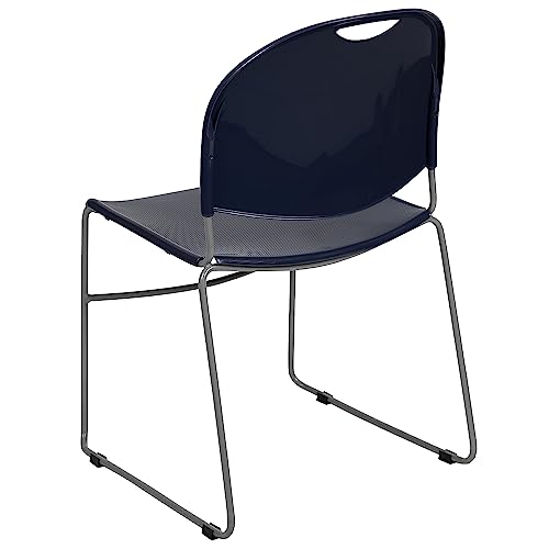 Flash Furniture Hercules Stack Chair, Navy, 5-Pack | Powder Coated, 880 LBS. Weight Capacity - color: Navy Plastic/Silver Frame, size: Set of 5