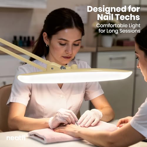 Neatfi LED Desk Lamp, 2200 Lumens, 24W, 20-Inch Wide Head (Gold) - color: Gold, size: Non-CCT with Clamp