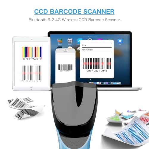NETUM 1D Barcode Scanner, Wireless Bluetooth with Cradle, DS5000-Blue - color: Blue