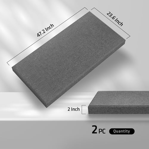 2 Pack Acoustic Panel 47.2"x23.6" Soundproof Fiberglass Panel,Charcoal Grey - color: Charcoal Grey, size: 47.2" x 23.6"-2pcs