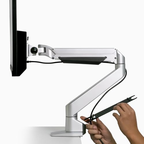 Desky Single Monitor Arm – VESA Mount 17"-32" Screen Full Motion Desk Clamp & Grommet Base – Adjustable Tilt, Swivel, Rotation – Matte Black - color: Black