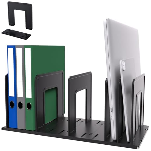 Adjustable Vertical File Sorter Sturdy Plastic Expandable Upright File Holder, Desktop Binder Organizer, School Office File Organizer Bookshelf Divider, Assemble Easily Endlessly, Black - color: Black, size: 6-Parts