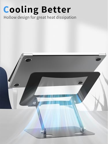 SOUNDANCE Laptop Stand for Desk with Stable Heavy Base, Adjustable Height Multi-Angle, Ergonomic Metal Riser Holder, Foldable Mount Elevator, Compatible with 10 to 15.6 Inches PC Computer, Black - color: A-Black