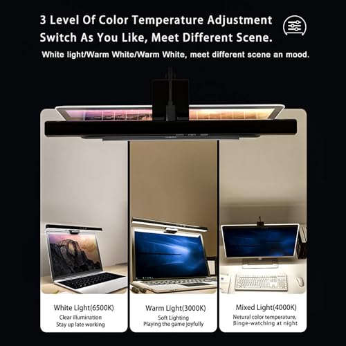Computer Screen Lamp Light Bar, USB Powered Dimmable LED Task Lamp with Touch Control, No Glare Eye - Caring Screen Light Bar for Home Office and Laptop Monitors