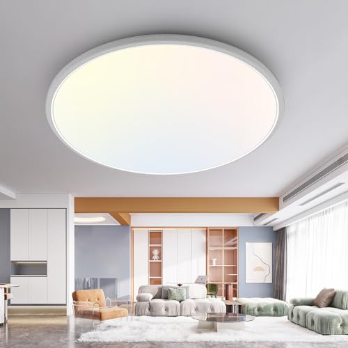 1PACK LED Flush Mount Ceiling Light Fixture, 3000K-4500K-6000K & 150W Equivalent Modern Kitchen Recessed Ceiling Lamp 36W 3600Lm 16 Inch Closet Round Surface for Bathroom Laundry Bedroom Hallway - color: White, size: 16Inch-1Pack