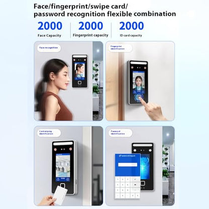 Biometric Attendance Machine, Dynamic Face Recognition Time Clock with Card Access Inch LCD Touch Screen WiFi Networking for Office Hotel Factory